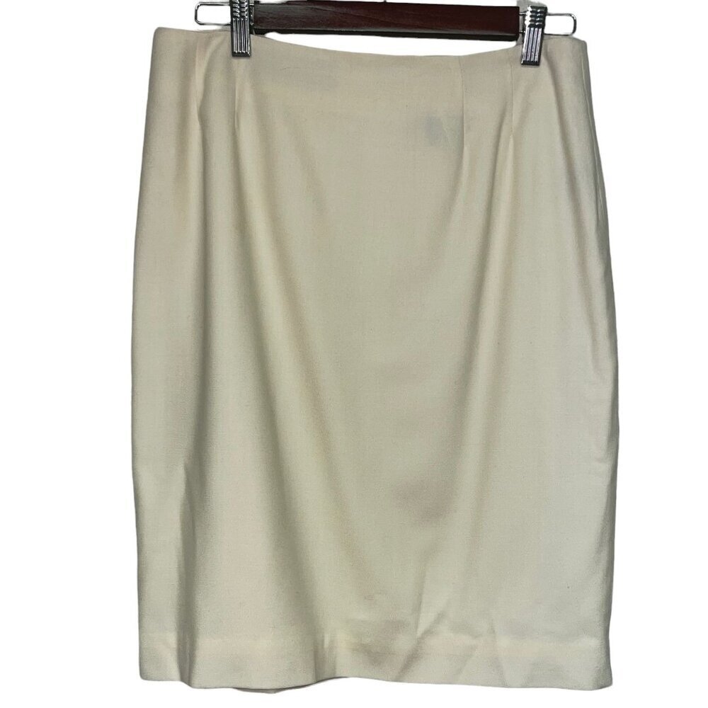 Linda Allard Ellen Tracy Women's  Skirt 100% Wool Yellow Lined  Size 12